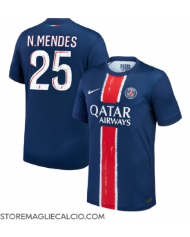 Paris Saint-Germain Nuno Mendes #25 Maglia Gara Casa Repliche 2024-25